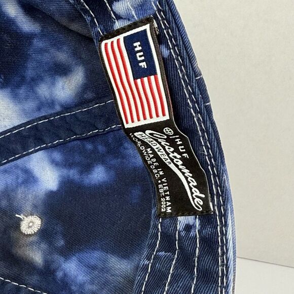 HUF SKATEBOARD CREW SPOT DYED BLUE MENS ADJUSTABLE STRAPBACK SPORT HAT 6 Panel - Picture 11 of 12